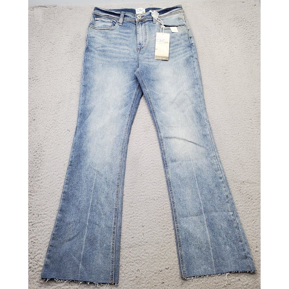 C&C California Bootcut Jeans Womens 10/30 Blue Denim Casual High Rise Frayed Hem
